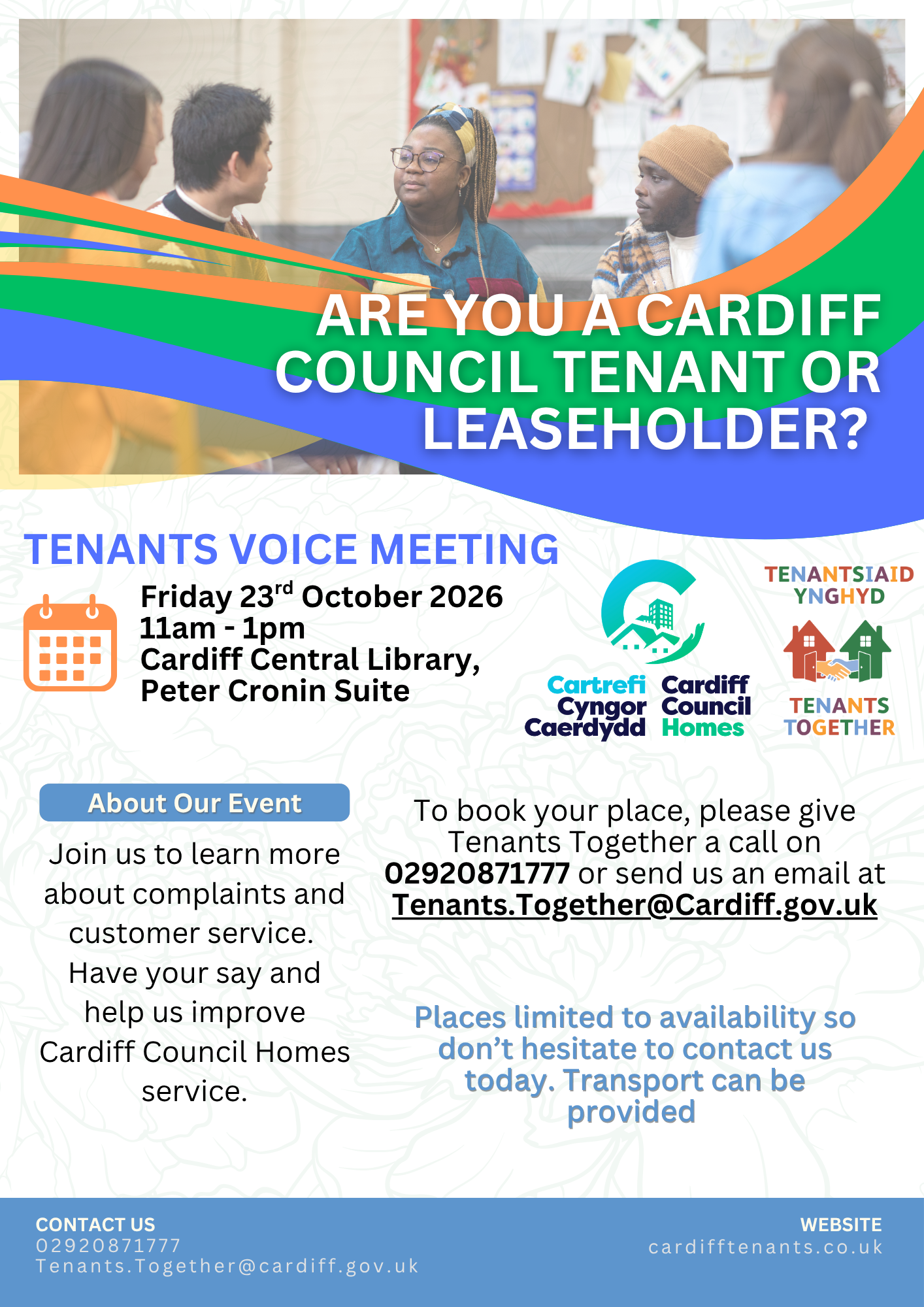 Tenants Voice, Complaints & Customer Service - 23rd October, Central Library Hub, 11:00AM - 1:00PM
