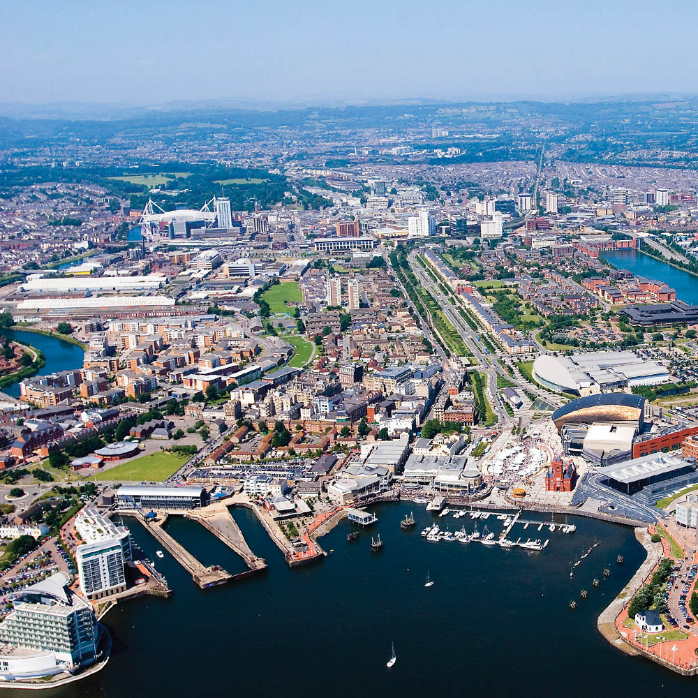 Aerial photo of Cardiff