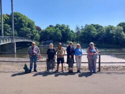 group of residents taking a walk along the taff trail